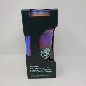 Starbucks 2021 Summer Abstract Designs 24 Oz. 5 Pack Reusable Cold Cups New